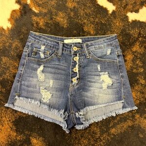 Buckle Denim Shorts